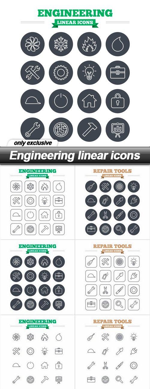 Engineering linear icons - 10 EPS