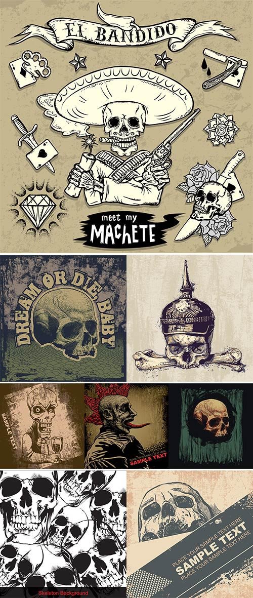 Stock Skull and grunge vector, background vector