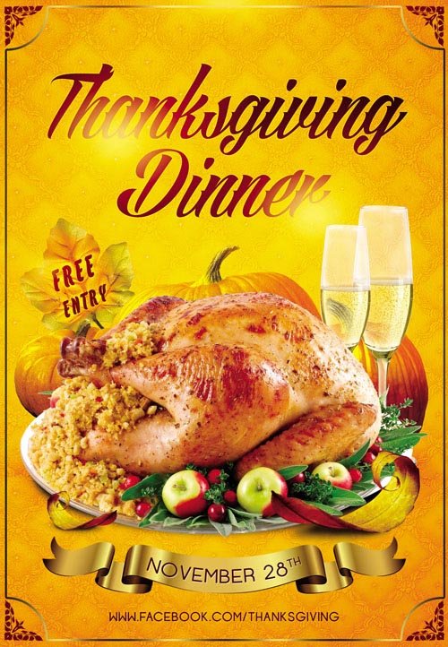 Club flyer PSD Template - Thanksgiving Dinner