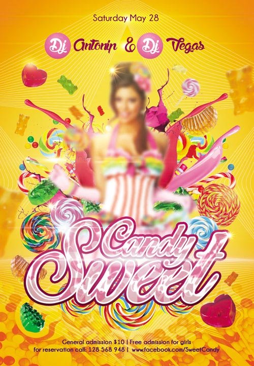 PSD Flyer Template - Sweet Candy