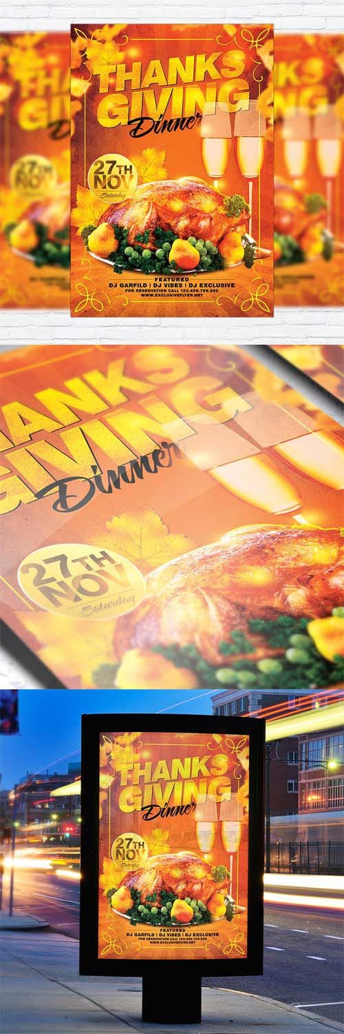 Flyer Template - Thanksgiving Dinner + Facebook Cover