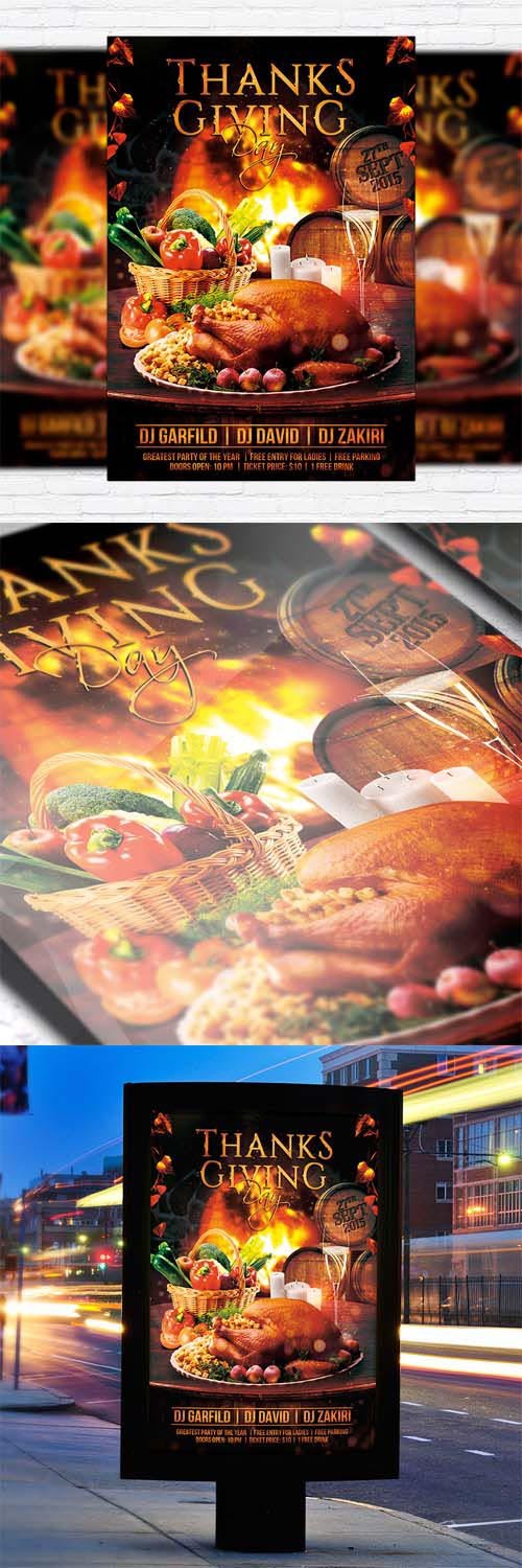 Flyer Template - Thanks Giving Day + Facebook Cover