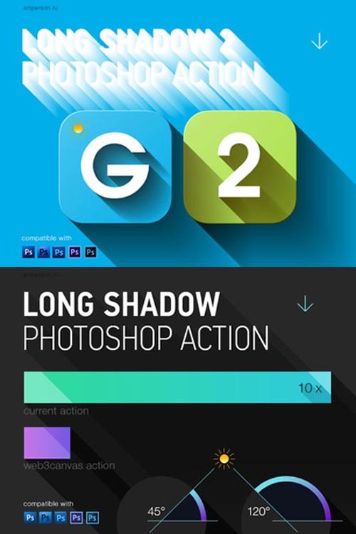 Long Shadow PS Actions - 3D Shadow Effect