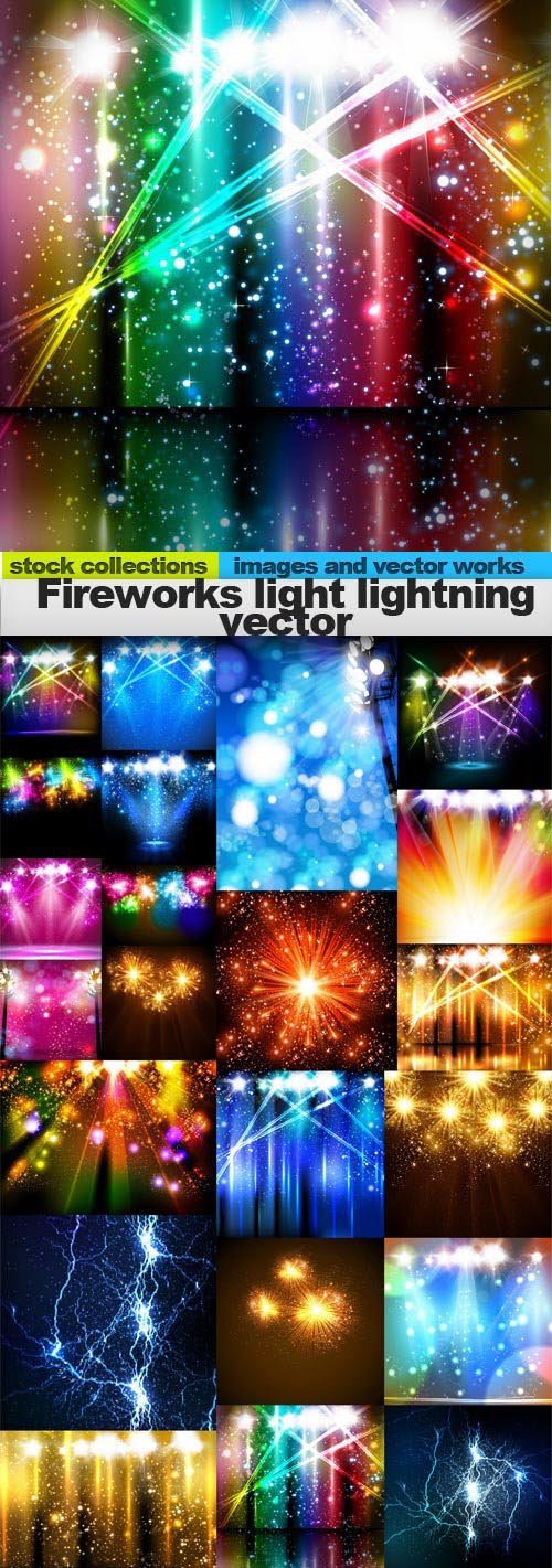Fireworks light lightning, 25 x EPS