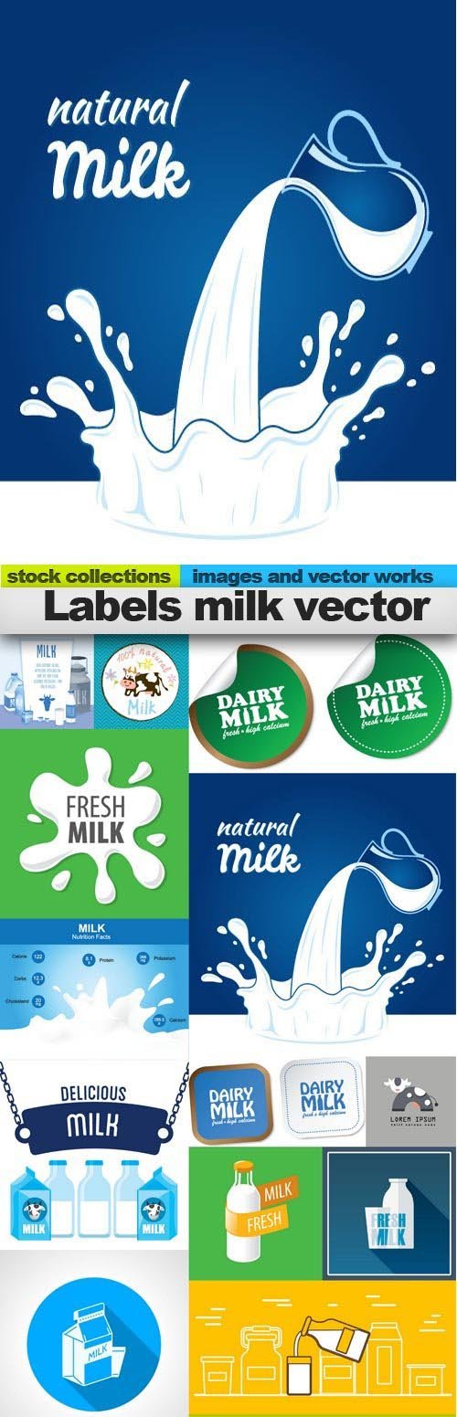 Labels milk vector, 15 x EPS