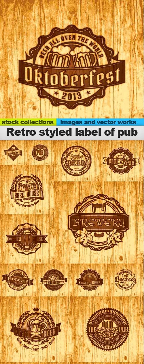Retro styled label of pub,15 EPS