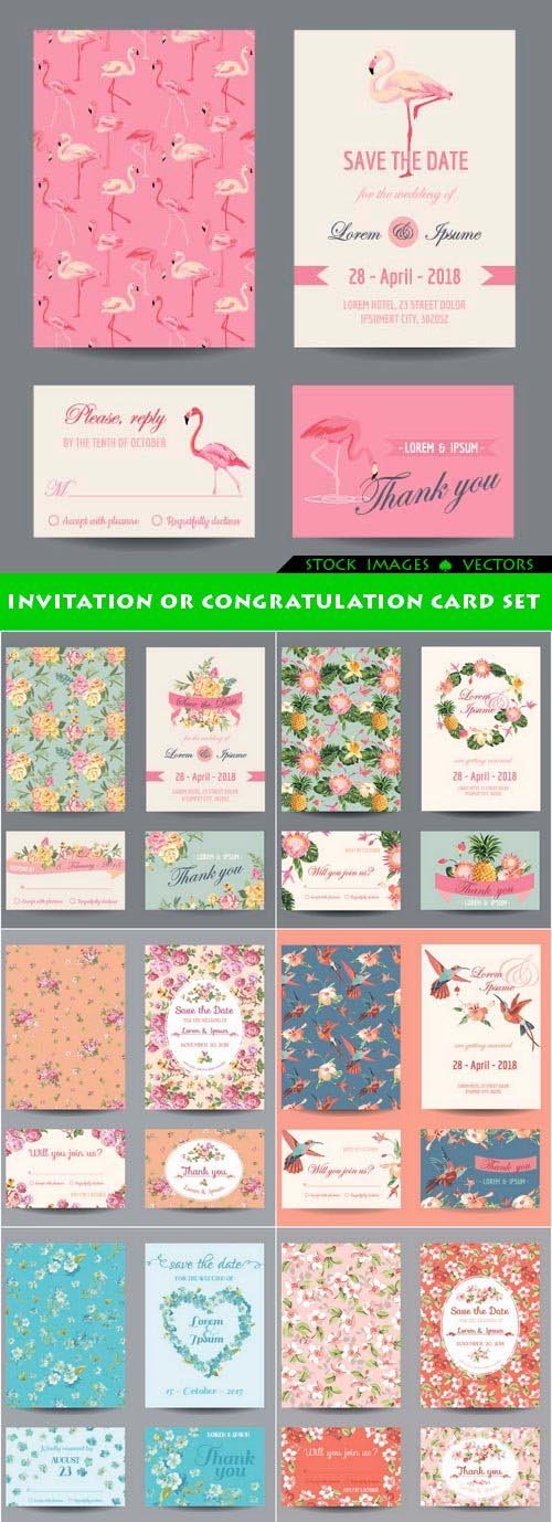 Invitation or Congratulation Card Set 11x EPS
