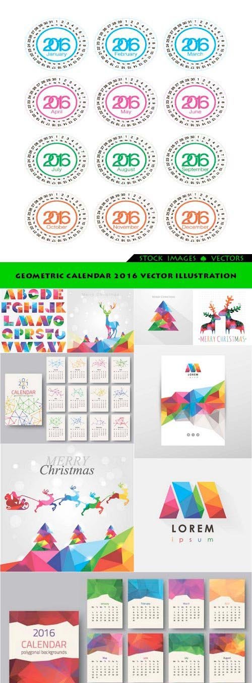 Geometric calendar 2016 Vector Illustration 10x EPS