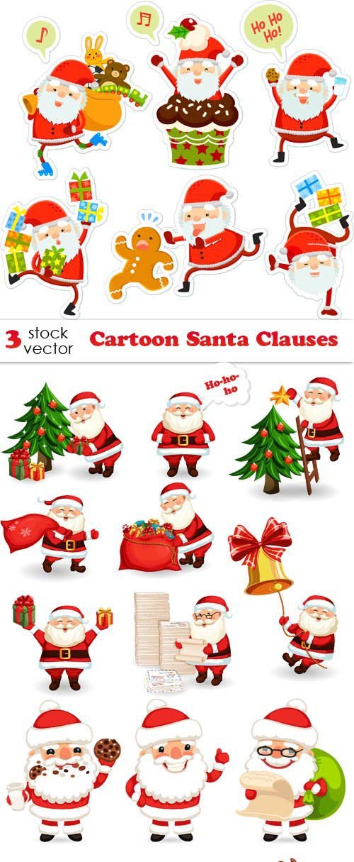 Vectors - Cartoon Santa Clauses