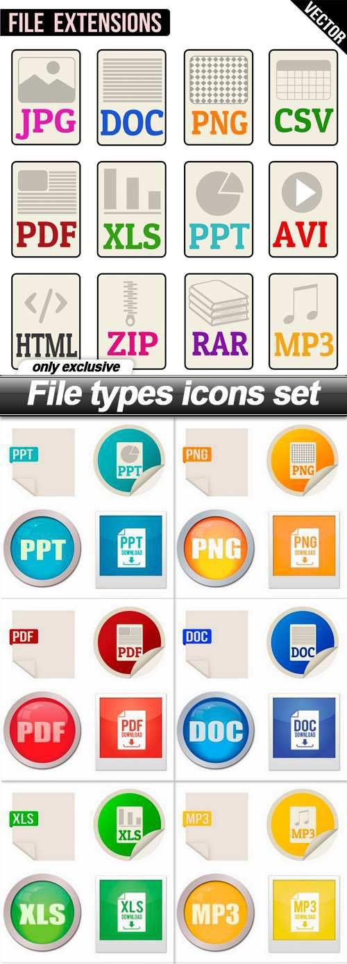 File types icons set - 9 EPS