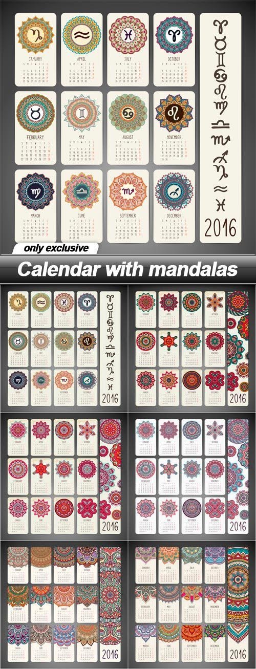Calendar with mandalas - 10 EPS