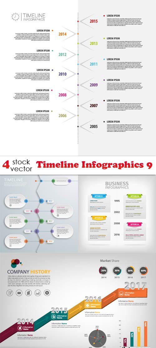Vectors - Timeline Infographics 9