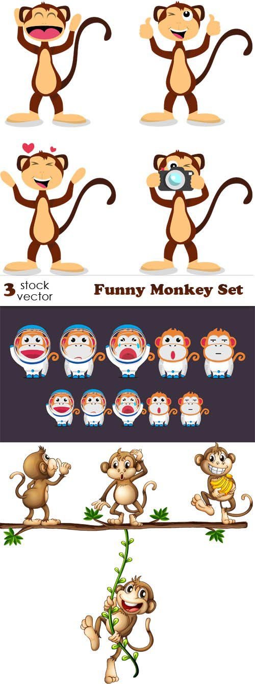 Vectors - Funny Monkey Set