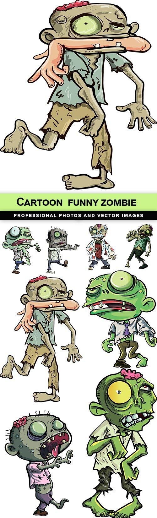 Cartoon funny zombie - 9 EPS