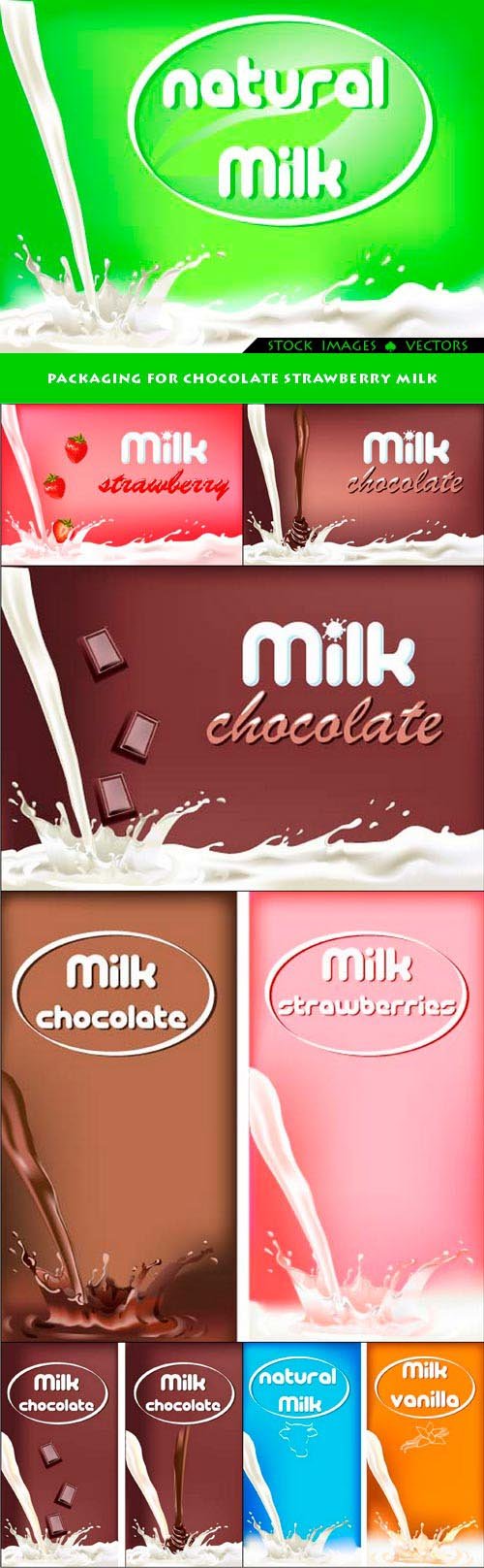 Packaging for chocolate strawberry milk 7x EPS