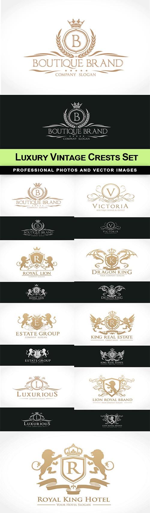 Luxury Vintage Crests Set - 10 EPS