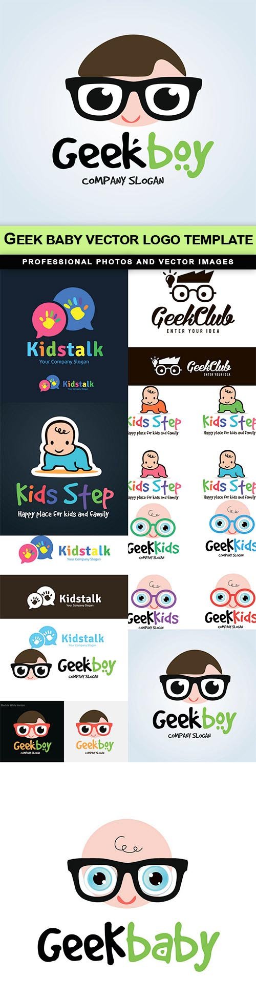 Geek baby vector logo template - 10 EPS