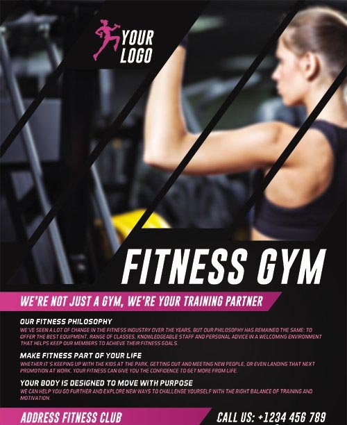  Fitness Gym Design V03 Flyer PSD Template + Facebook Cover 