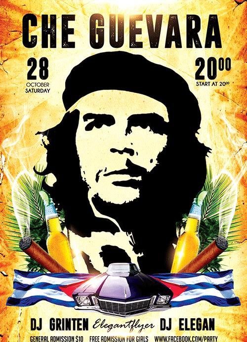 Che Guevara party Flyer PSD Template + Facebook Cover