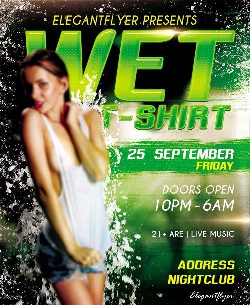 Wet T-Shirt Flyer PSD Template + Facebook Cover