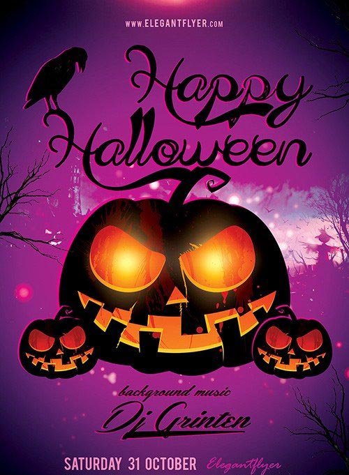 Happy Halloween party Flyer PSD Template + Facebook Cover
