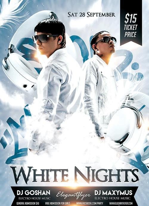 White Nights Party Flyer PSD Template + Facebook Cover