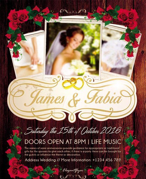 Classy Wedding Flyer PSD Template + Facebook Cover