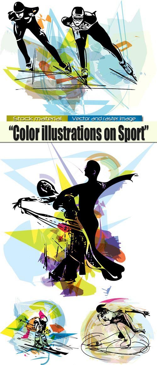 Color illustrations on subject Sport