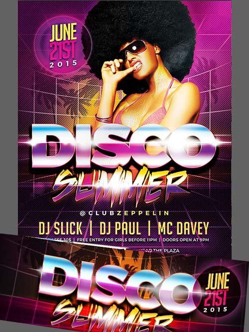 Disco Summer Flyer Template + Facebook Cover
