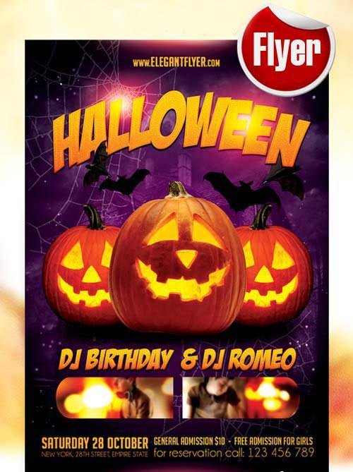 Halloween party Flyer Template + Facebook Cover