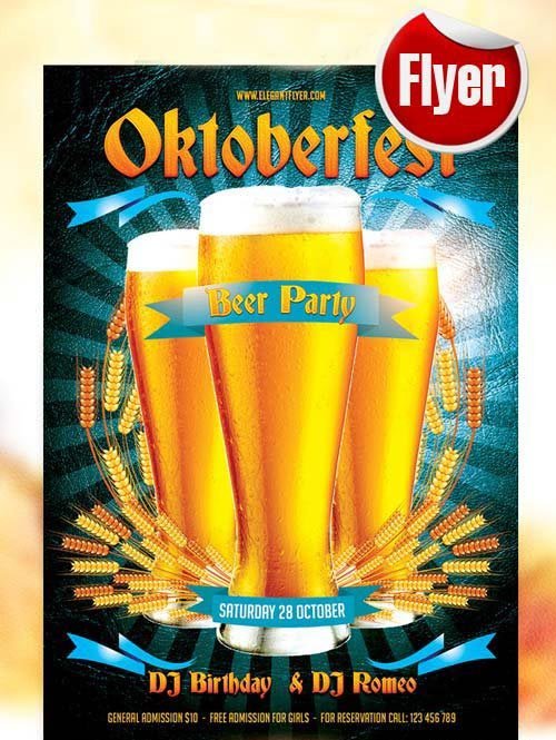 Oktoberfest Beer Party Flyer Template + Facebook Cover