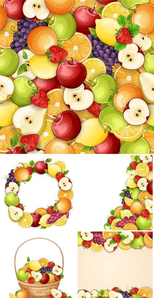 Delicious fruits vector illustration