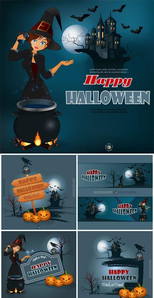 Happy Halloween background with wood sign in moonlight