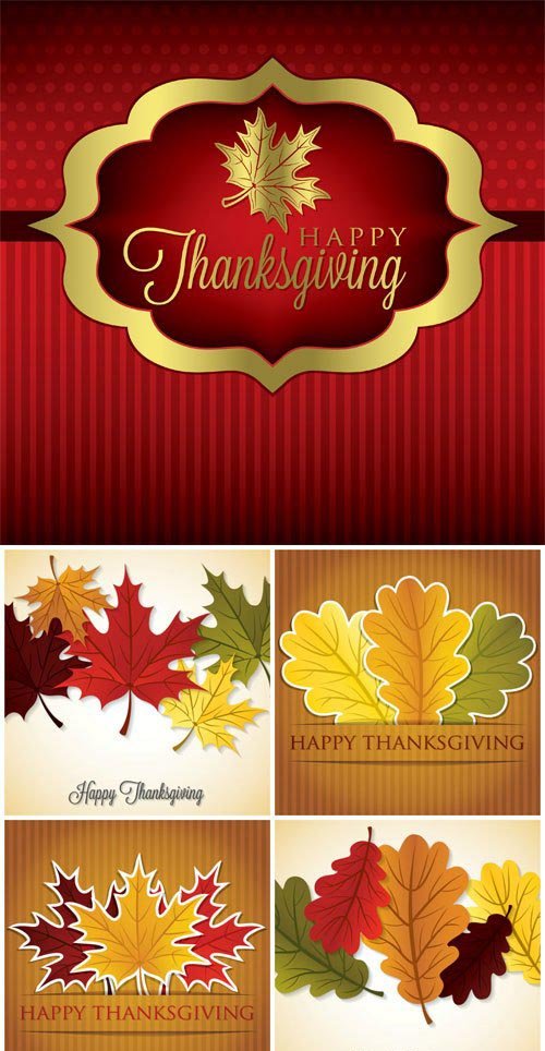Autumn leaves, Thanksgiving card in vector format