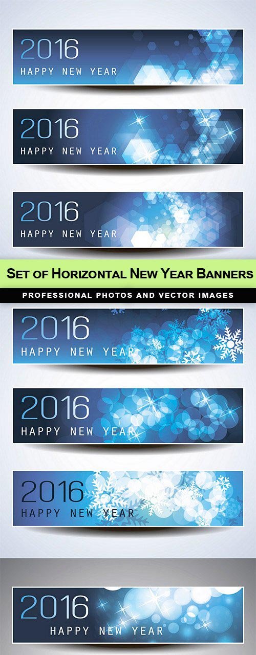 Set of Horizontal New Year Banners - 6 EPS