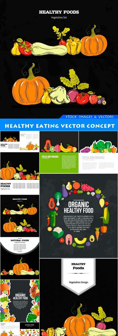 Healthy eating vector concept 12X EPS