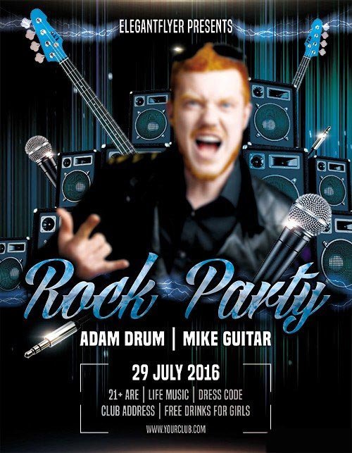 Rock Party Flyer PSD Template + Facebook Cover