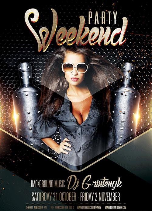 Weekend party Flyer PSD Template + Facebook Cover