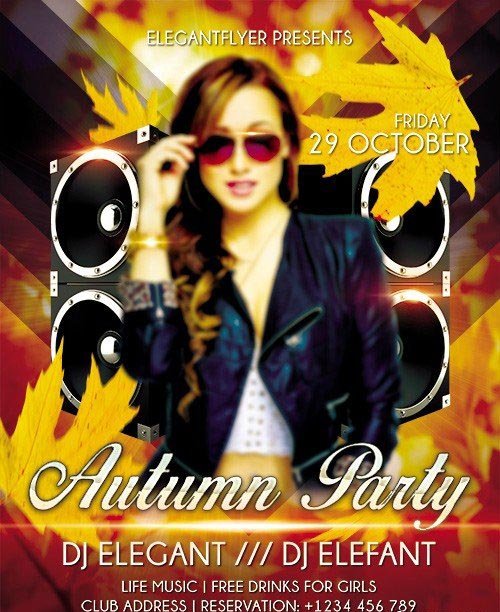Autumn Party Flyer PSD Template + Facebook Cover
