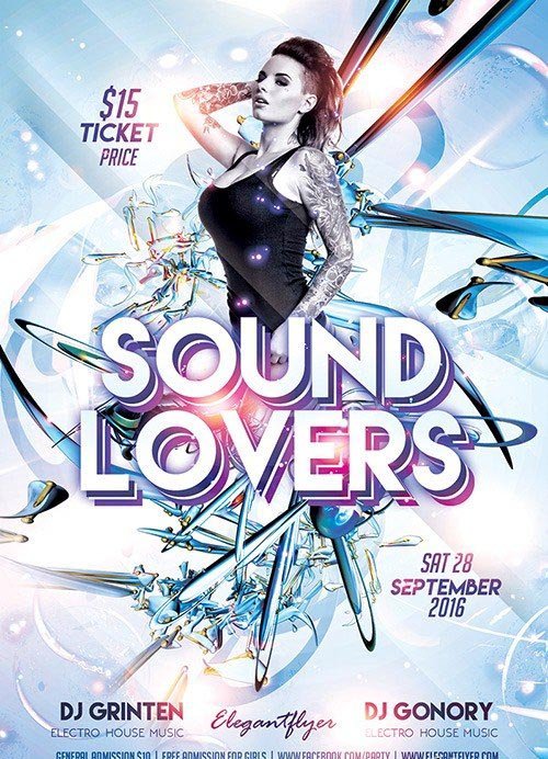 Sound Lovers Flyer PSD Template + Facebook Cover