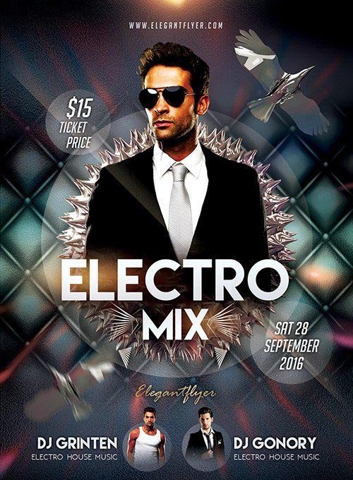 Electro Mix Flyer PSD Template + Facebook Cover
