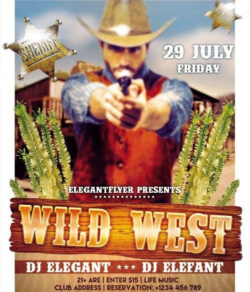 Wild West Flyer PSD Template + Facebook Cover