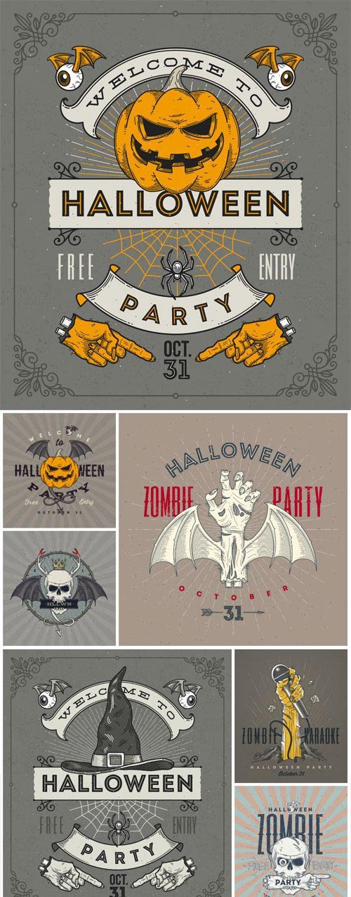 Line art vector illustration for Halloween party