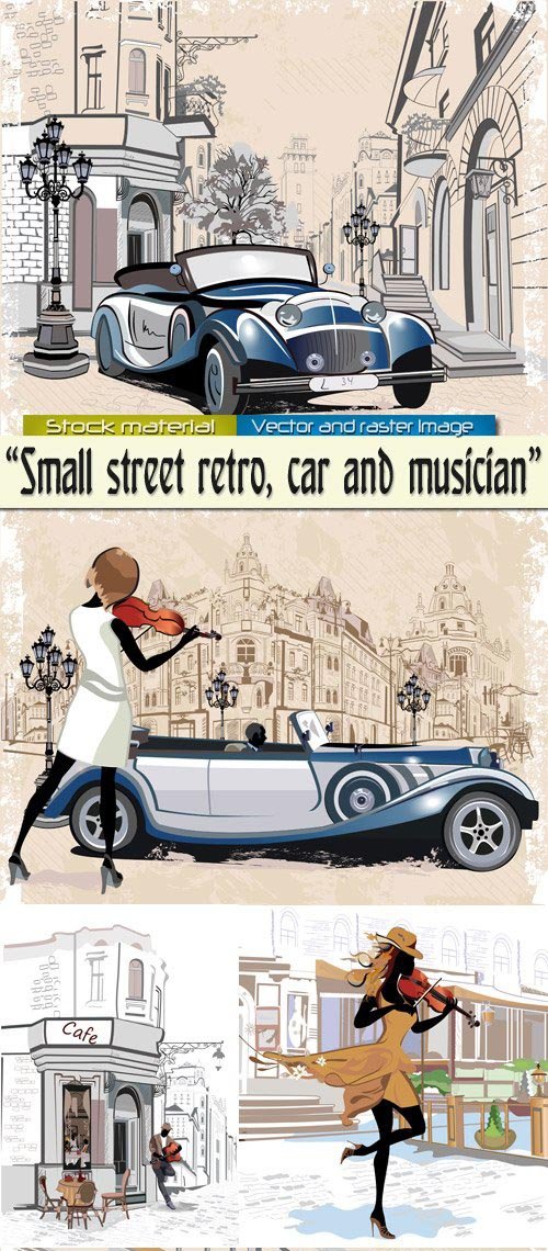 Retro car and musicians