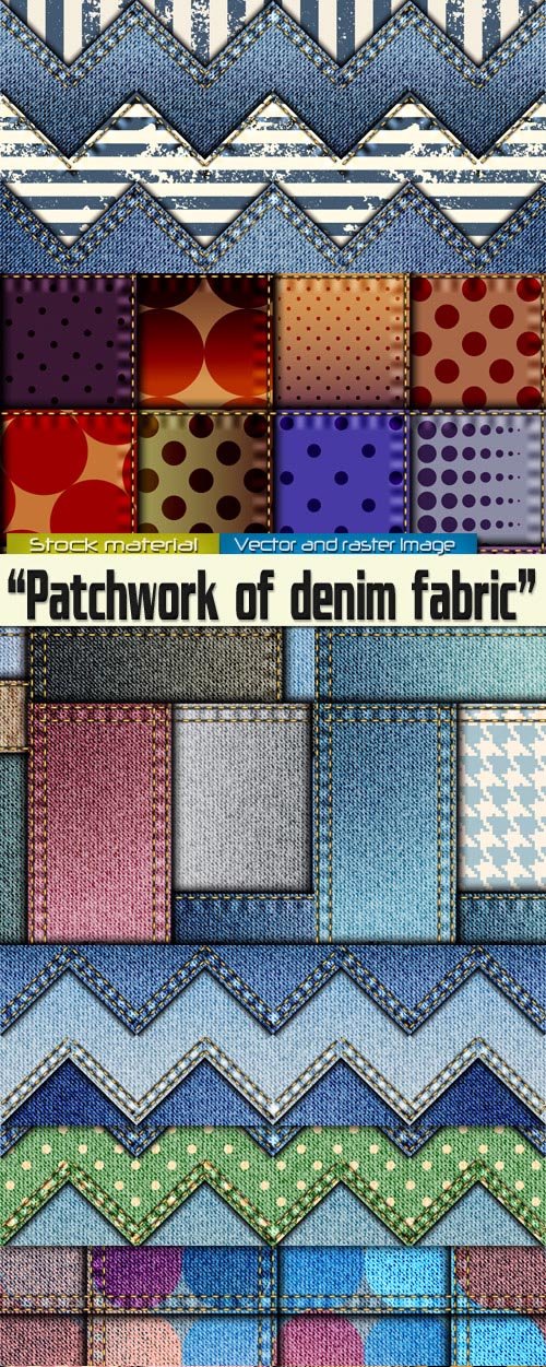 Patchwork of denim fabric