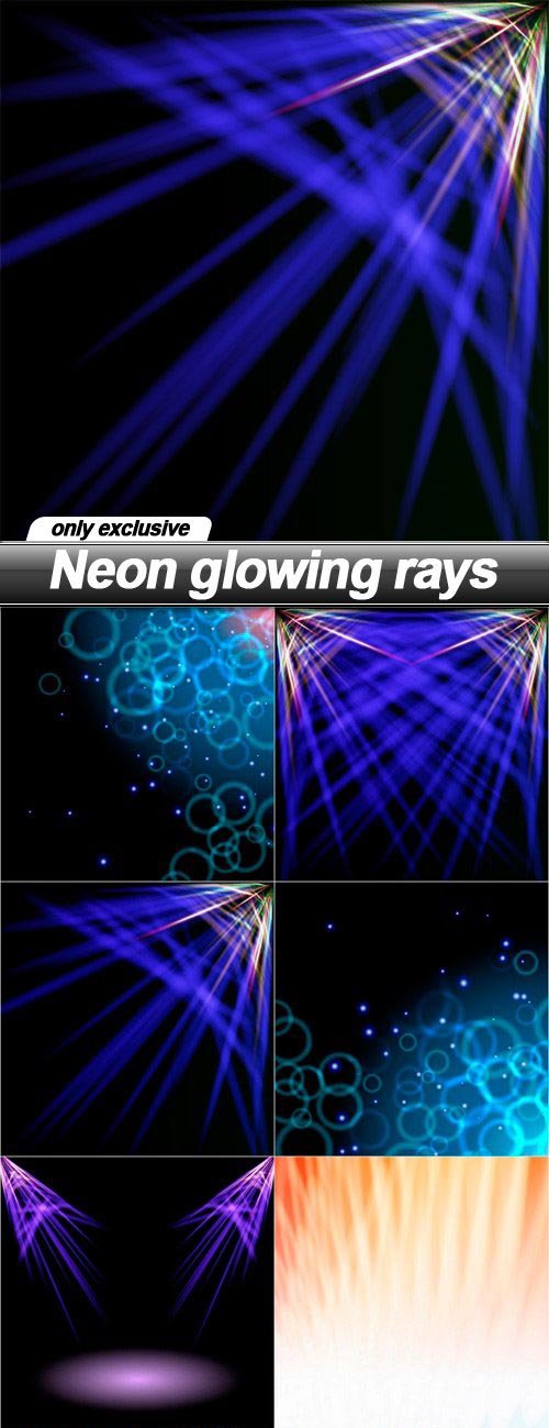 Neon glowing rays - 10 EPS