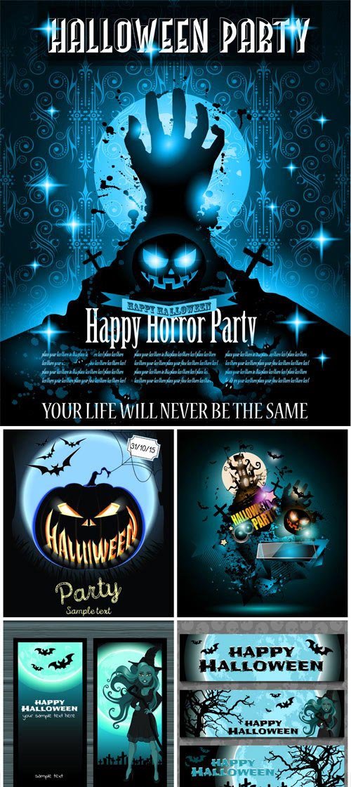Halloween night event flyer party template with space for text