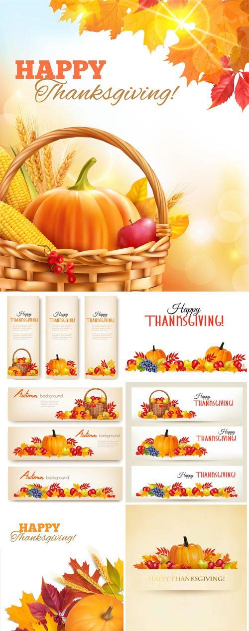 Happy Thanksgiving banners vector