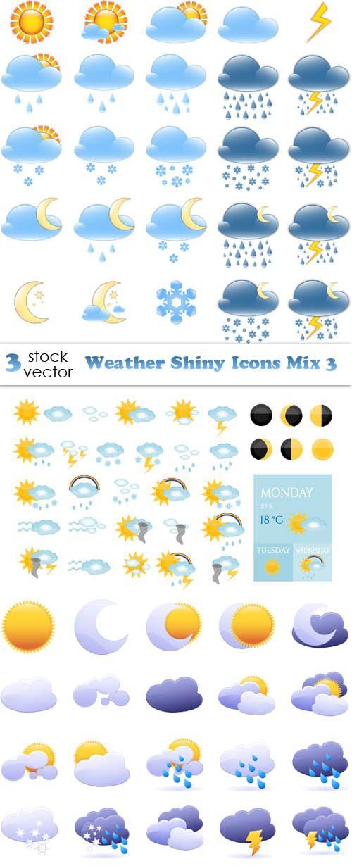 Vectors - Weather Shiny Icons Mix 3