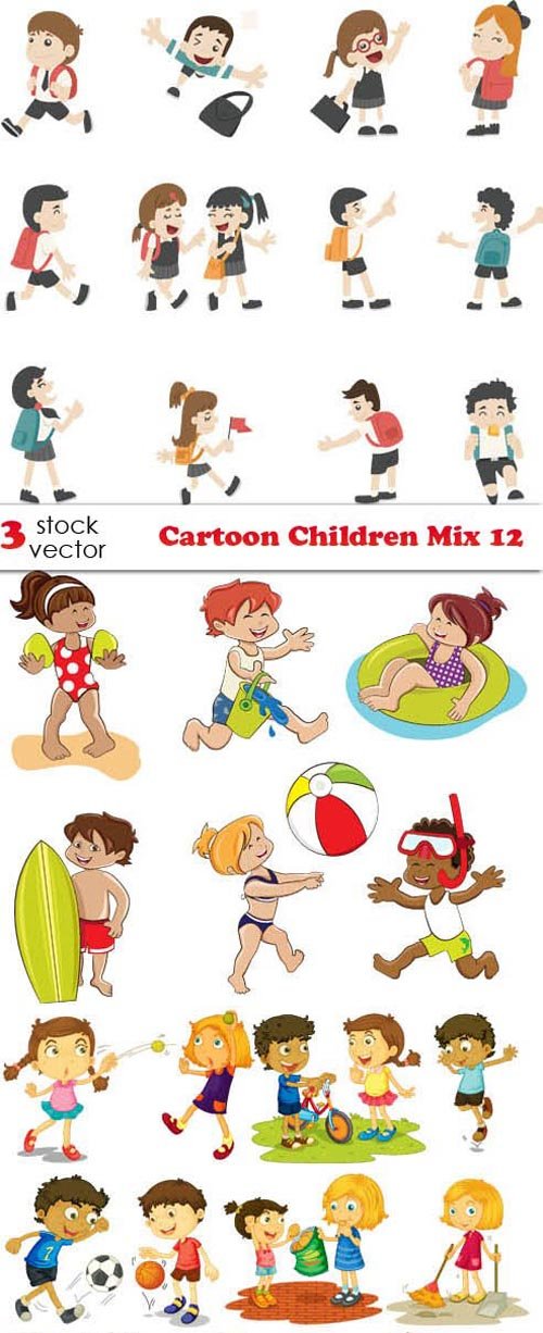 Vectors - Cartoon Children Mix 12